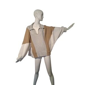 Bucket List Oversized Slouchy Womens size Medium French Terry Patchwork Sweater